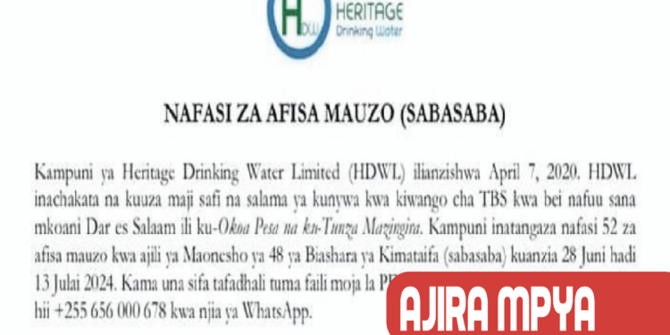 Job Opportunities at Heritage Drinking Water